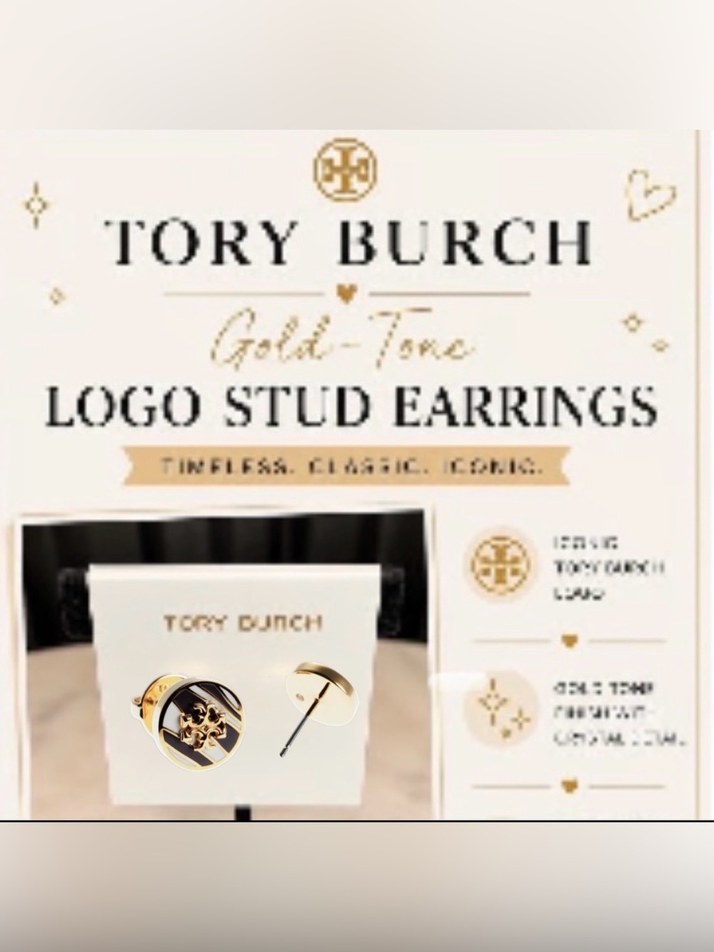 Tory Burch Icon Circle-Stud Earrings gold-tone finish & multi-color Enamel